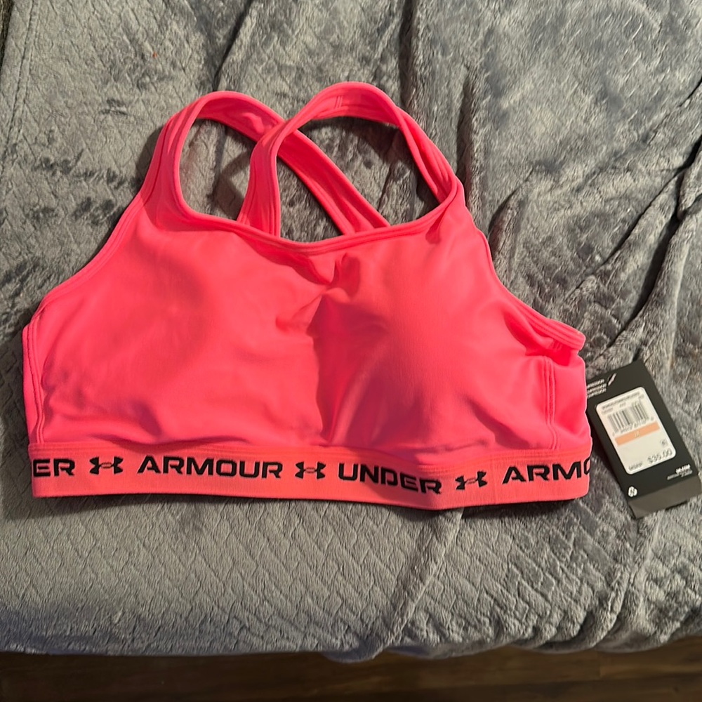 Woman’s Plus Under Armour Pink Compression Sports Bra 2X Medium Support